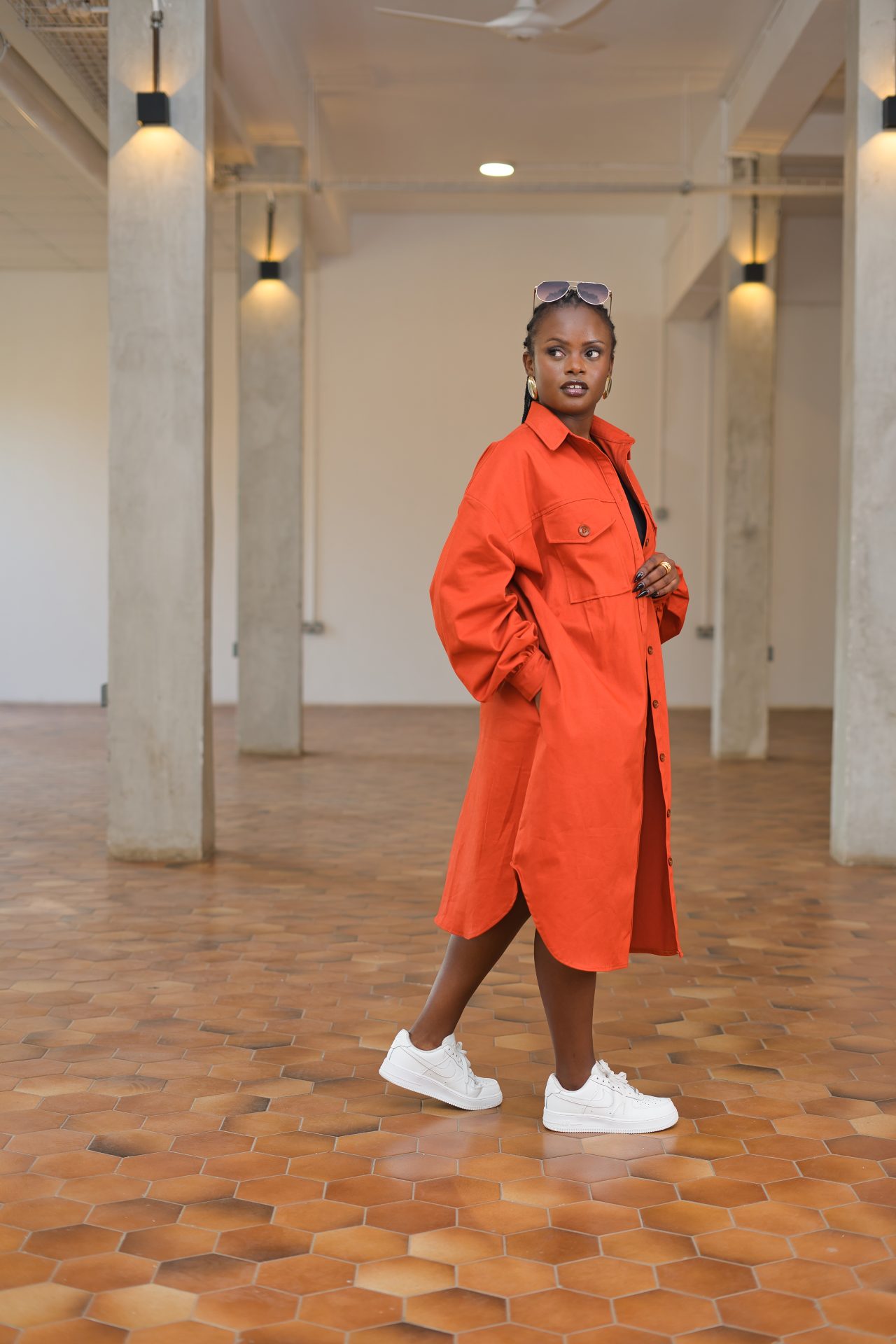 Midi Shacket - Burnt Orange