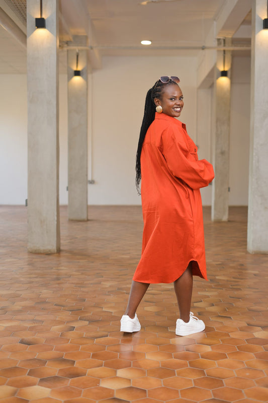 Midi Shacket - Burnt Orange