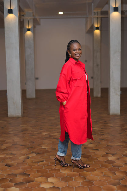 Midi Shacket - Red