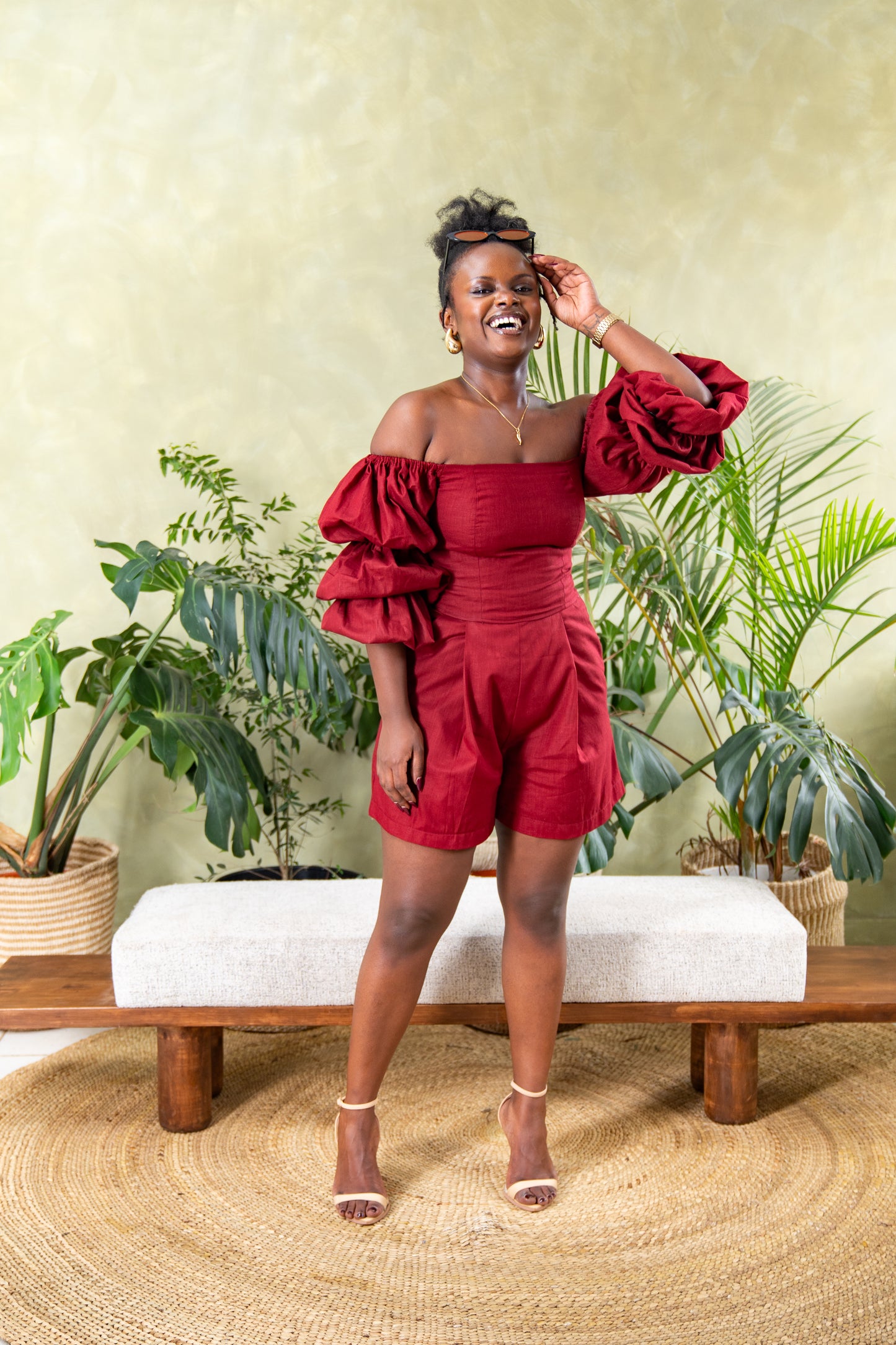 Zahara Chic Linen Shorts - Burgundy