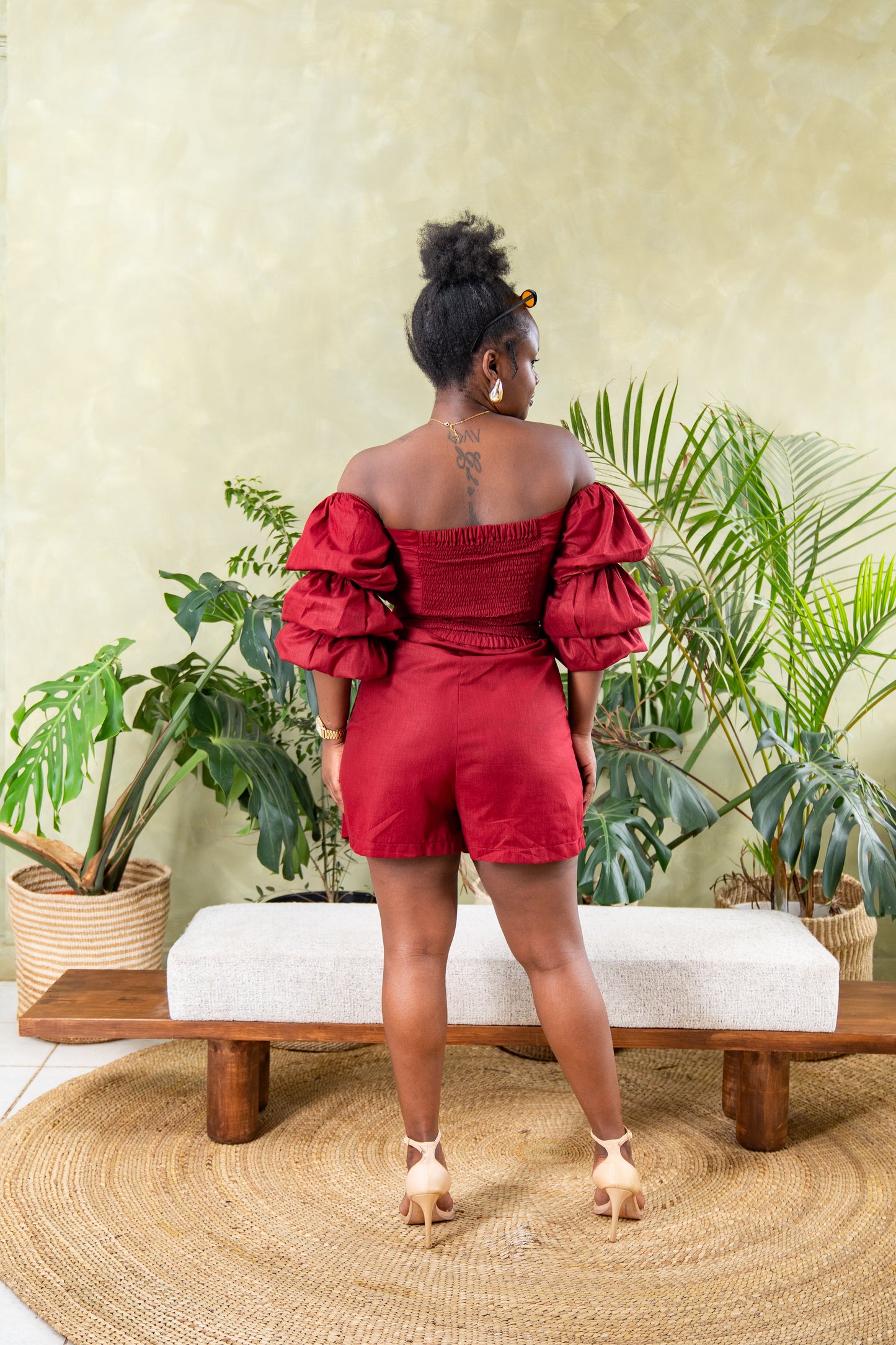 Zahara Chic Linen Shorts - Burgundy