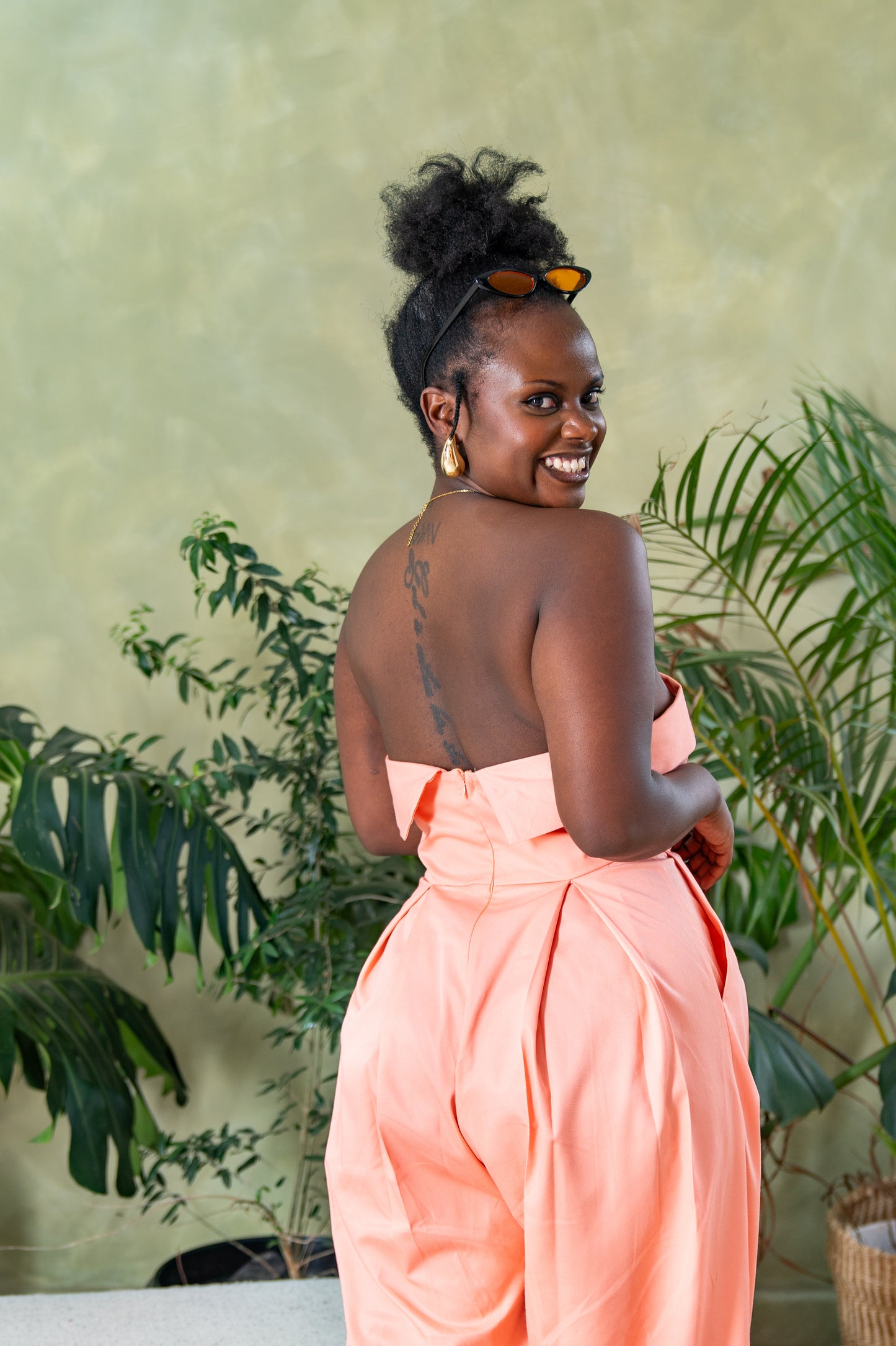 Aurora Strapless Jumpsuit - Peach