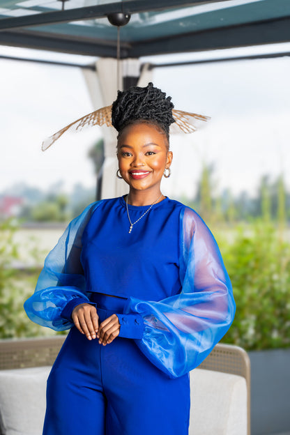 Kai Organza Top - Royal Blue