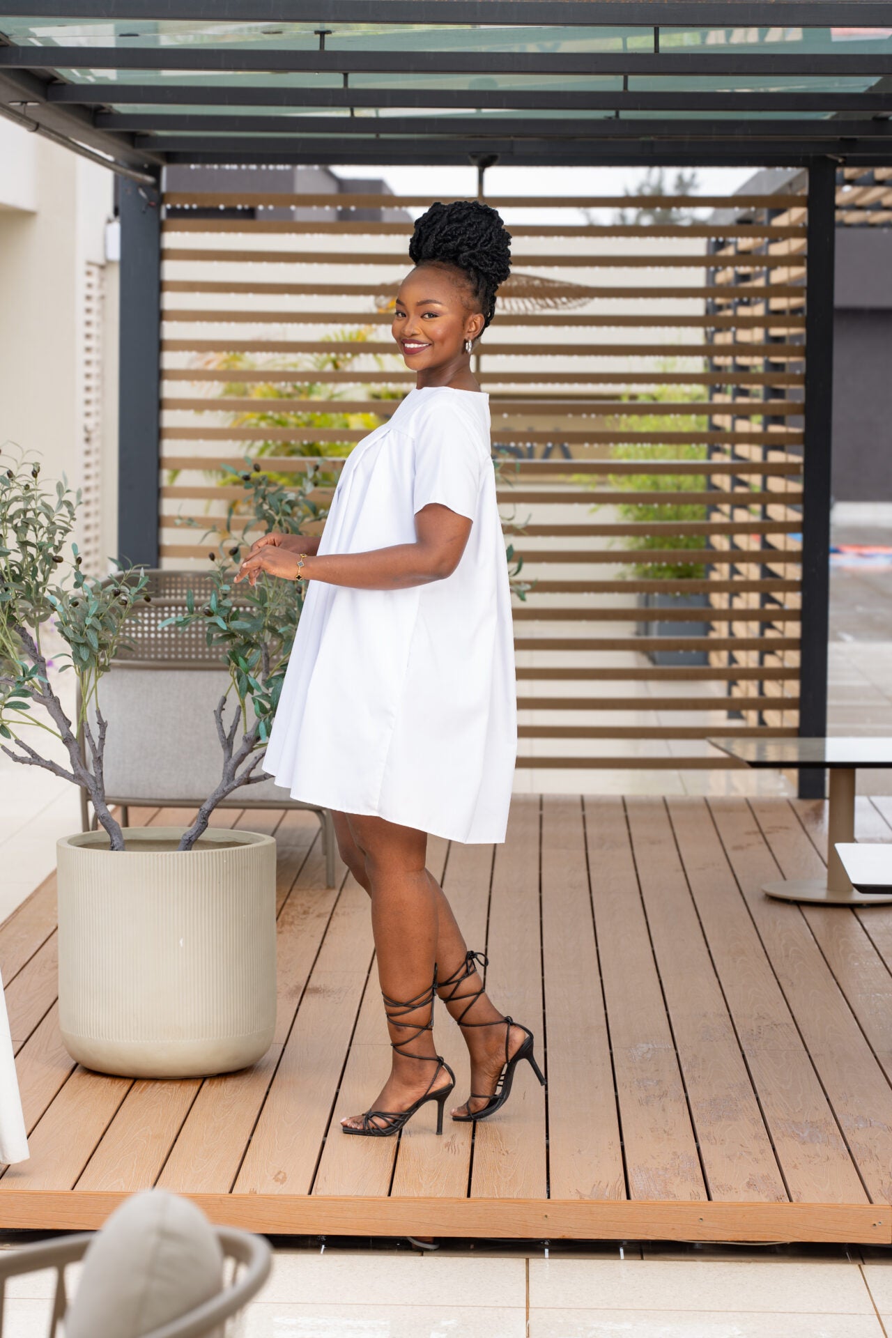 Nia Pleated Shift Dress