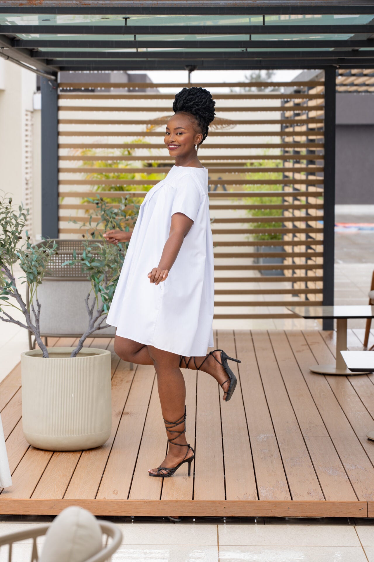 Nia Pleated Shift Dress