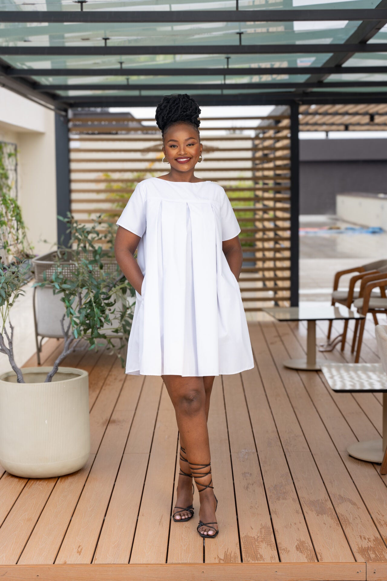 Nia Pleated Shift Dress