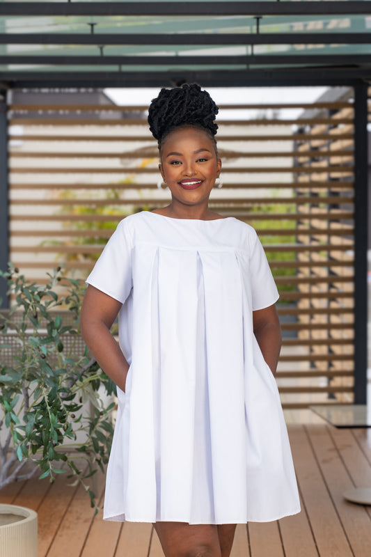 Nia Pleated Shift Dress