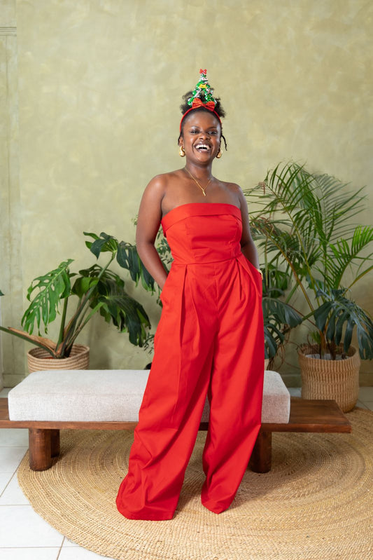 Aurora Strapless Jumpsuit - Red