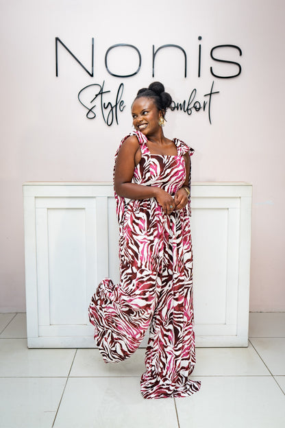 Jasmine Wide-leg Jumpsuit - Fuchsia Print