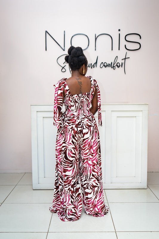 Jasmine Wide-leg Jumpsuit - Fuchsia Print