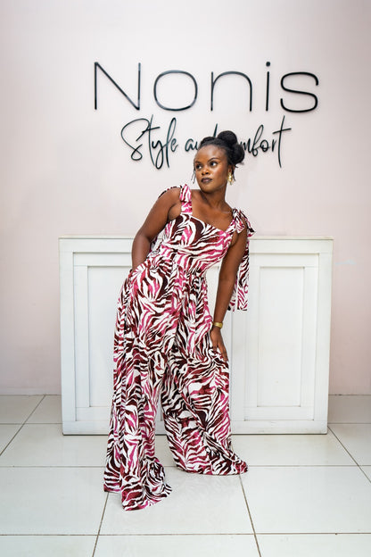 Jasmine Wide-leg Jumpsuit - Fuchsia Print