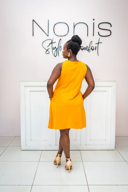 Nzuri Cut - Out Shift Dress  - Mustard Yellow
