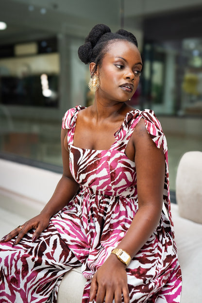 Jasmine Wide-leg Jumpsuit - Fuchsia Print