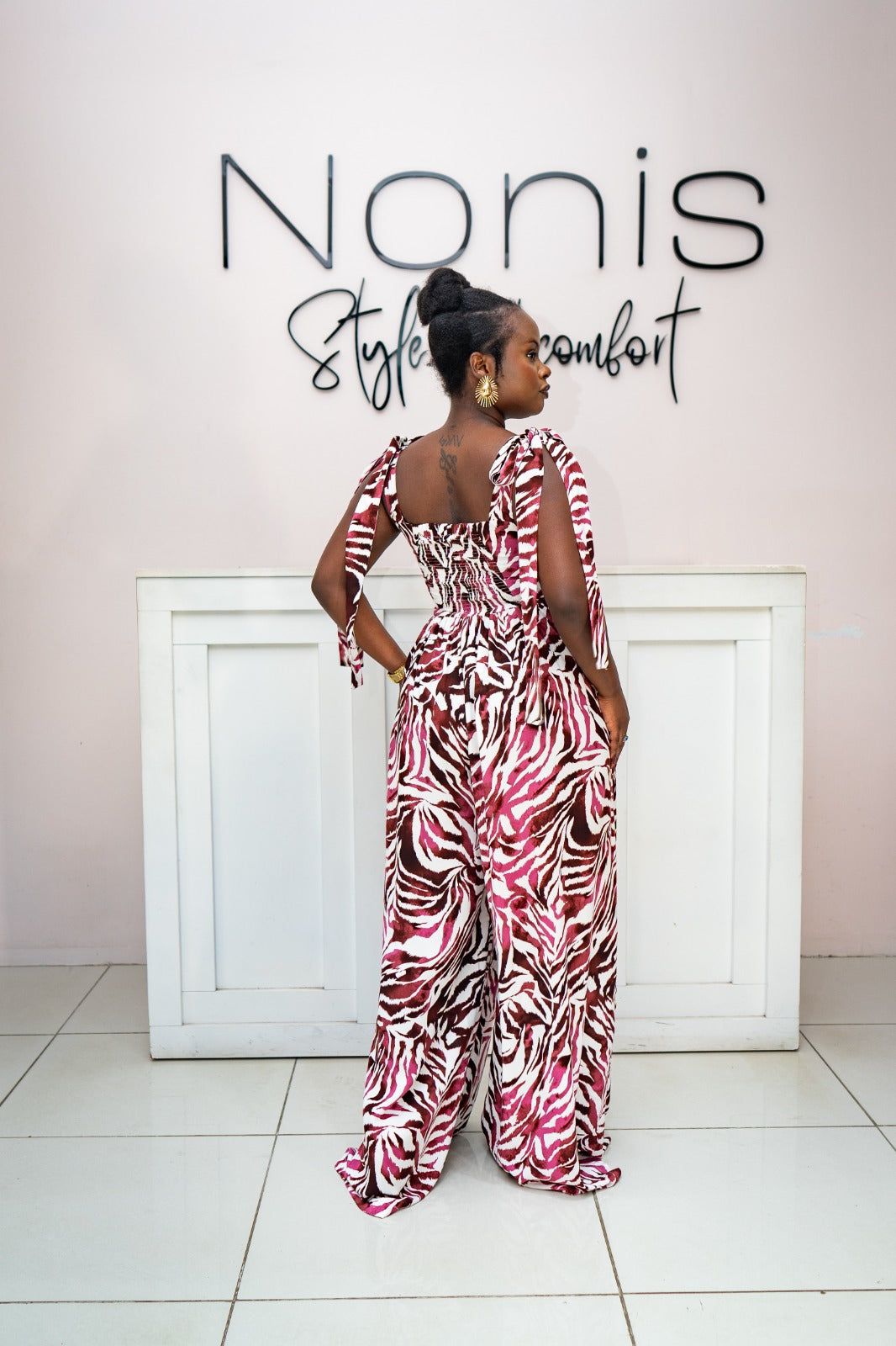 Jasmine Wide-leg Jumpsuit - Fuchsia Print