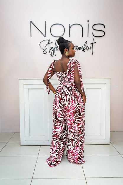 Jasmine Wide-leg Jumpsuit - Fuchsia Print