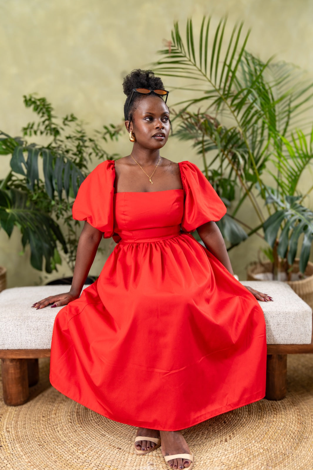 The Lush Bow Midi Dress - Red