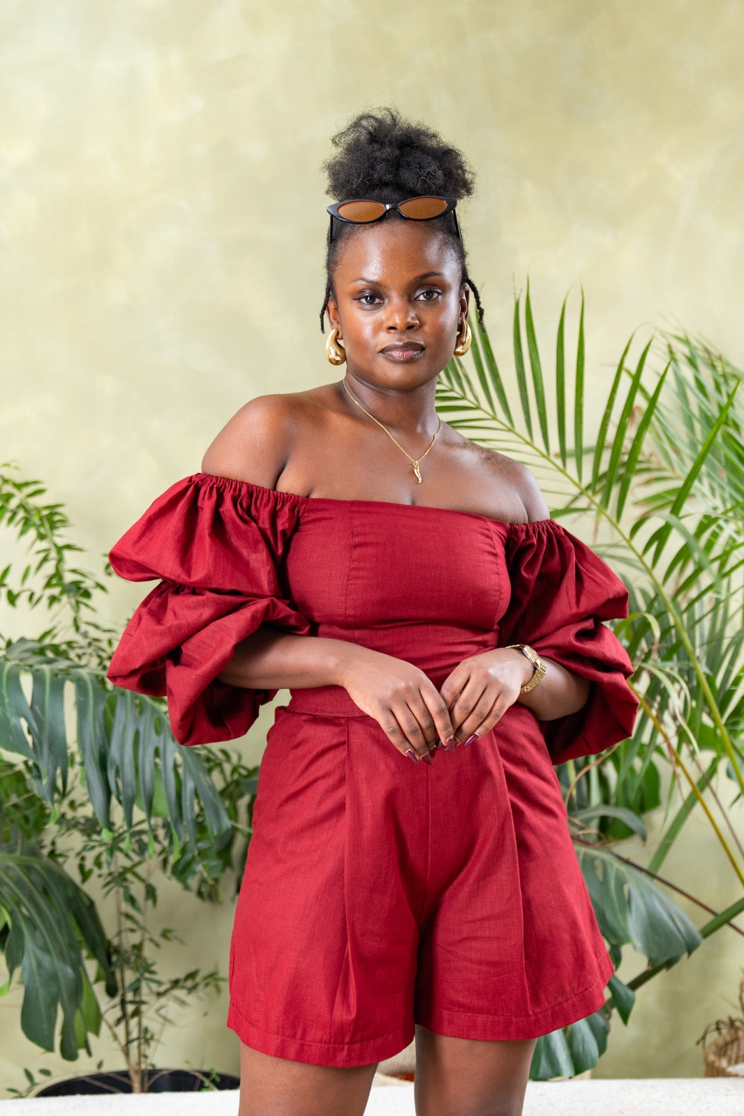 Zahara Chic Linen Shorts - Burgundy