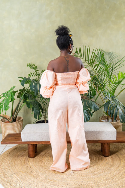 Zahara Chic Linen Pants - Peach