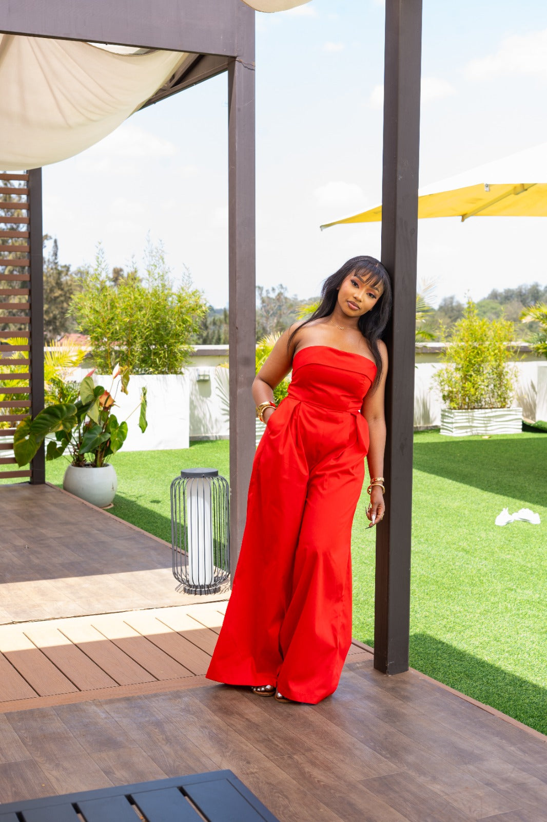 Aurora Strapless Jumpsuit - Red