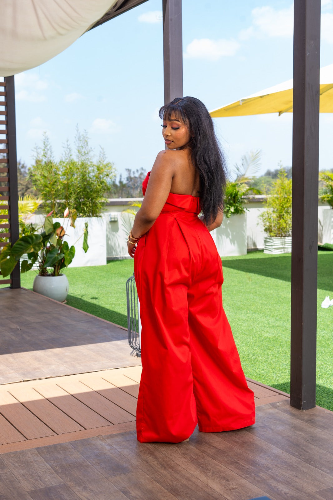 Aurora Strapless Jumpsuit - Red