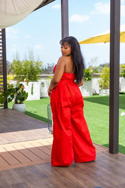 Aurora Strapless Jumpsuit - Red