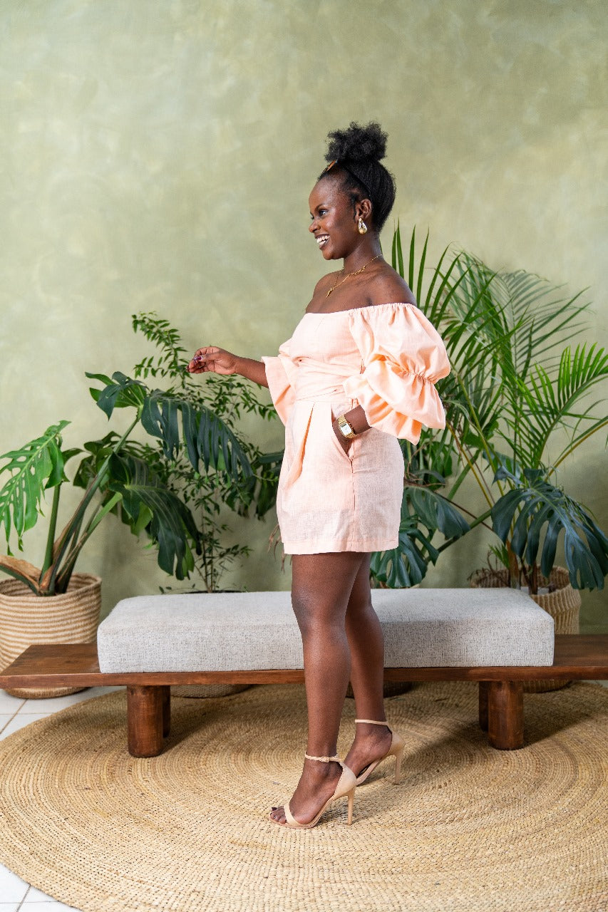 Zahara Chic Linen Shorts - Peach