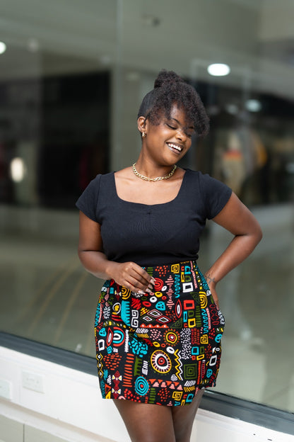 Ankara skorts - Multi-colored geometric pattern
