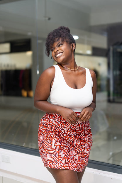 Ankara skorts - Orange , Black & White